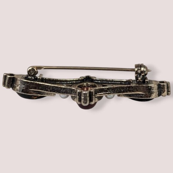 (2/$20) Vintage Red & Brown Bar Brooch - Picture 5 of 6